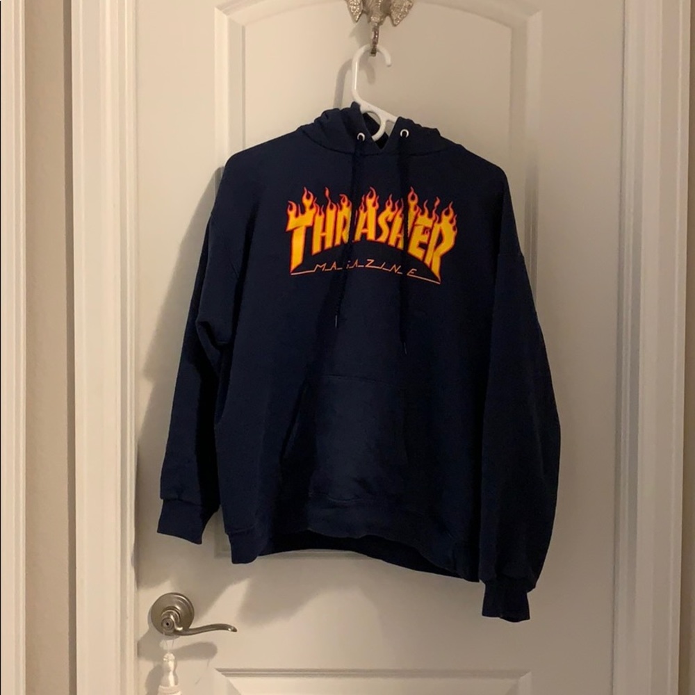 Thrasher Navy x Flames Hoodie